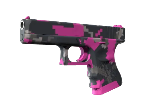 Glock-18 | Пиксельный камуфляж «Розовый» — прямо с завода, немного поношенное