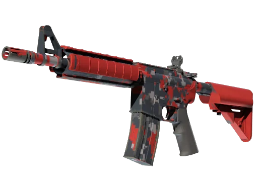 M4A4 | Пиксельный камуфляж «Красный» — прямо с завода, немного поношенное