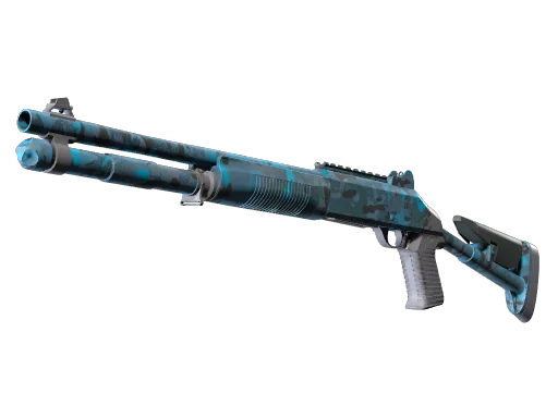 XM1014 | Смешанный синий камуфляж — прямо с завода, немного поношенное