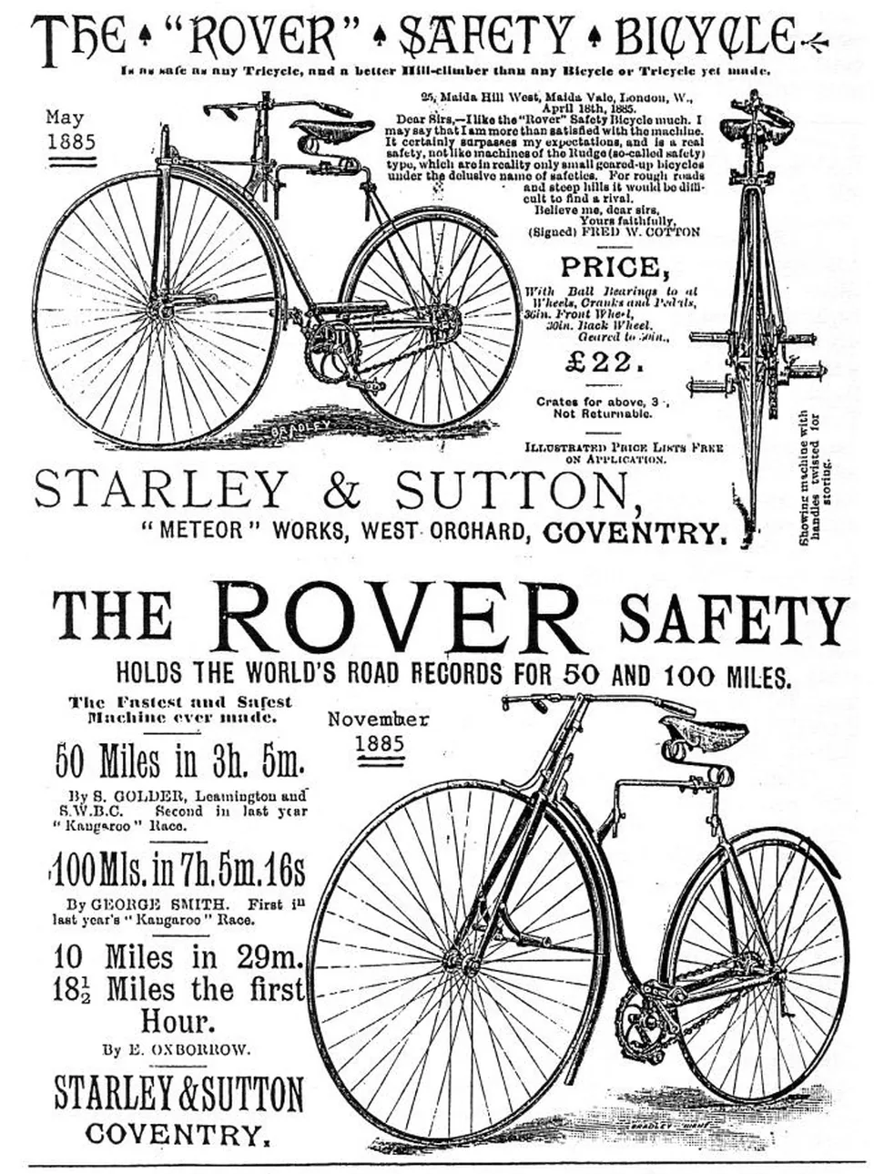 Реклама Rover 1885 года
