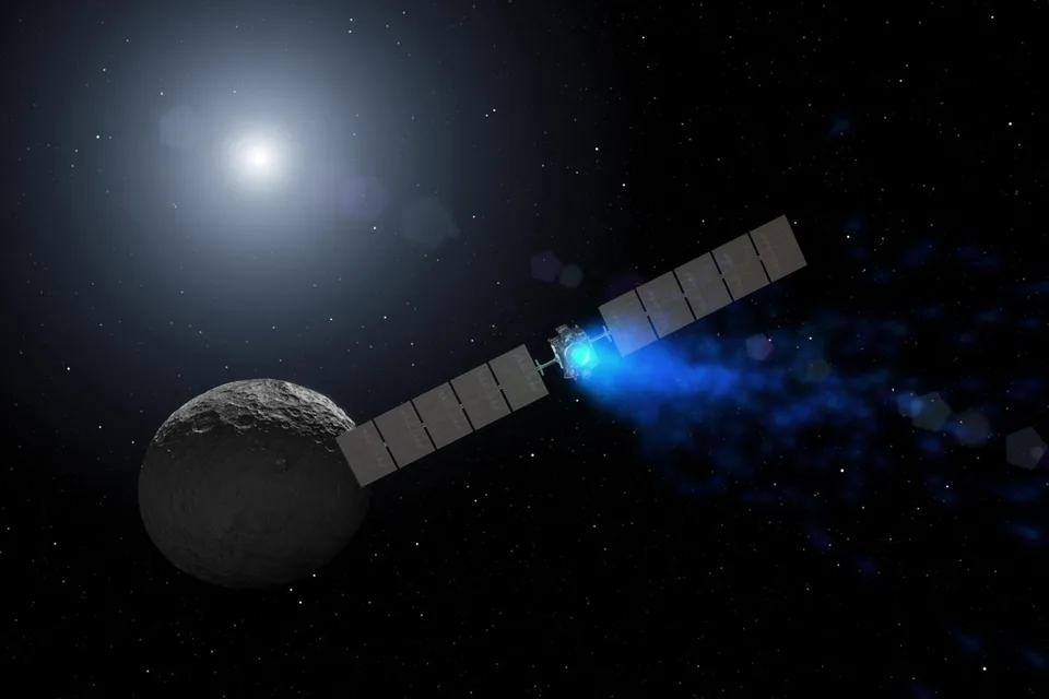 Аппарат Dawn у Цереры, рисунок NASA
