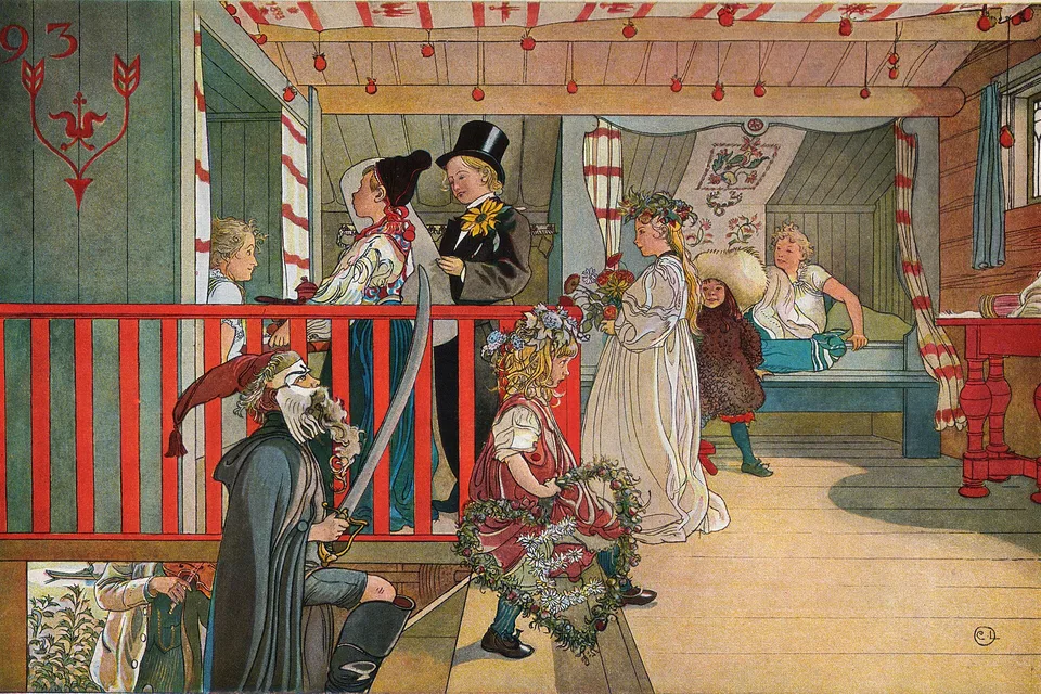 Карл Ларссон, «Именины в амбаре», 1898 год