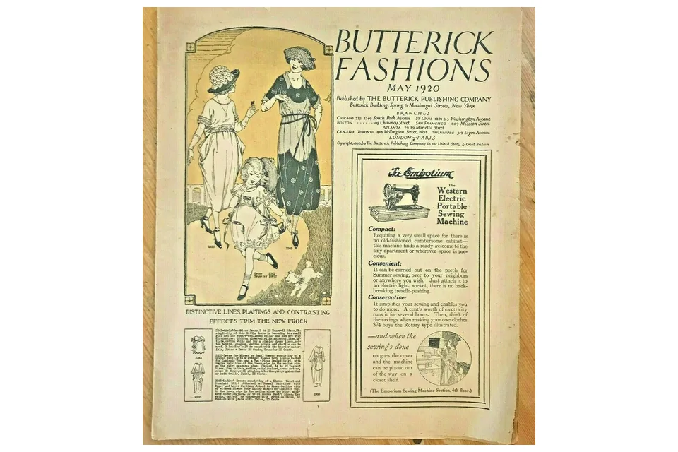 Страница каталога выкроек Butterick 1920 года