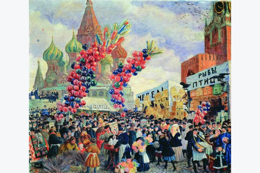 Картина Бориса Кустодиева «Вербный торг у Спасских ворот», 1917 год