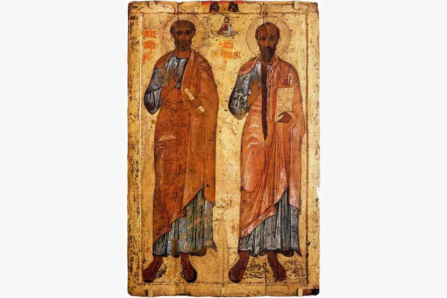 Новгородская икона XII–XIII веков «Апостолы Пётр и Павел»