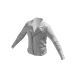 Collared Leather Jacket - White
