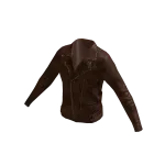Collared Leather Jacket - Brown