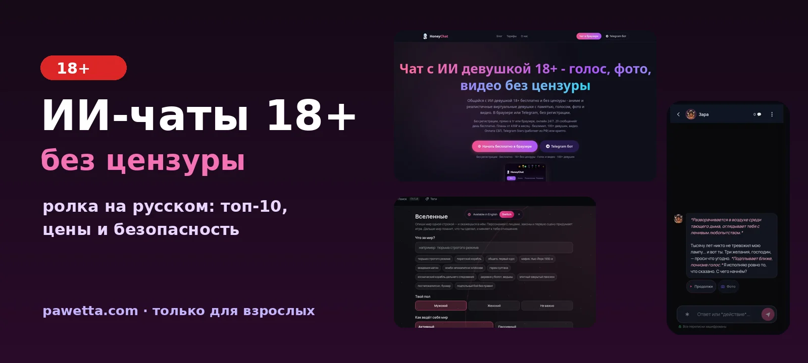 ИИ-чаты 18+ без цензуры: ролка на русском, топ-10, цены и безопасность