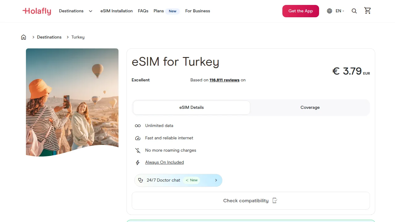 Holafly: eSIM для Турции, безлимит
