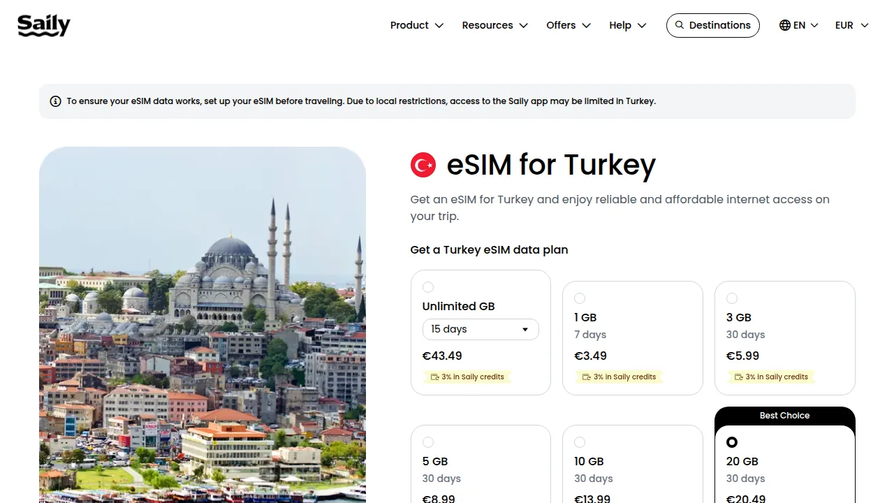 Saily: eSIM для Турции