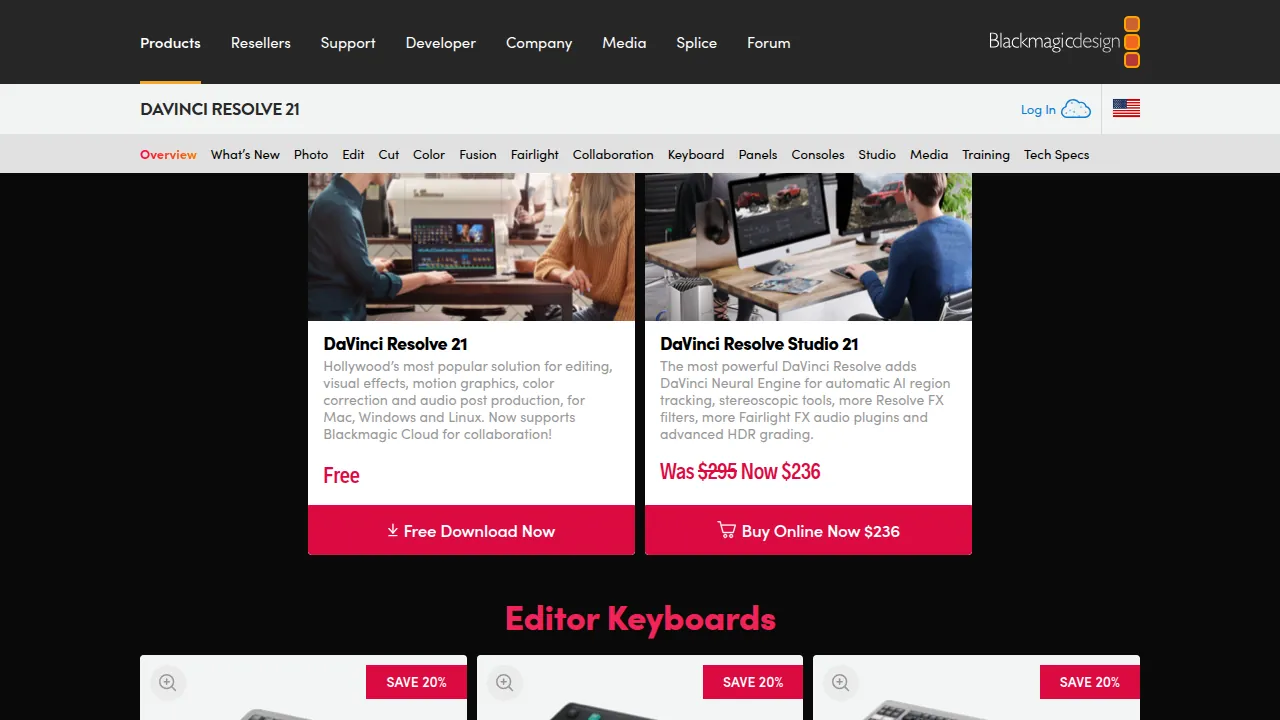 DaVinci Resolve 21: бесплатная версия и Studio за 236 долларов