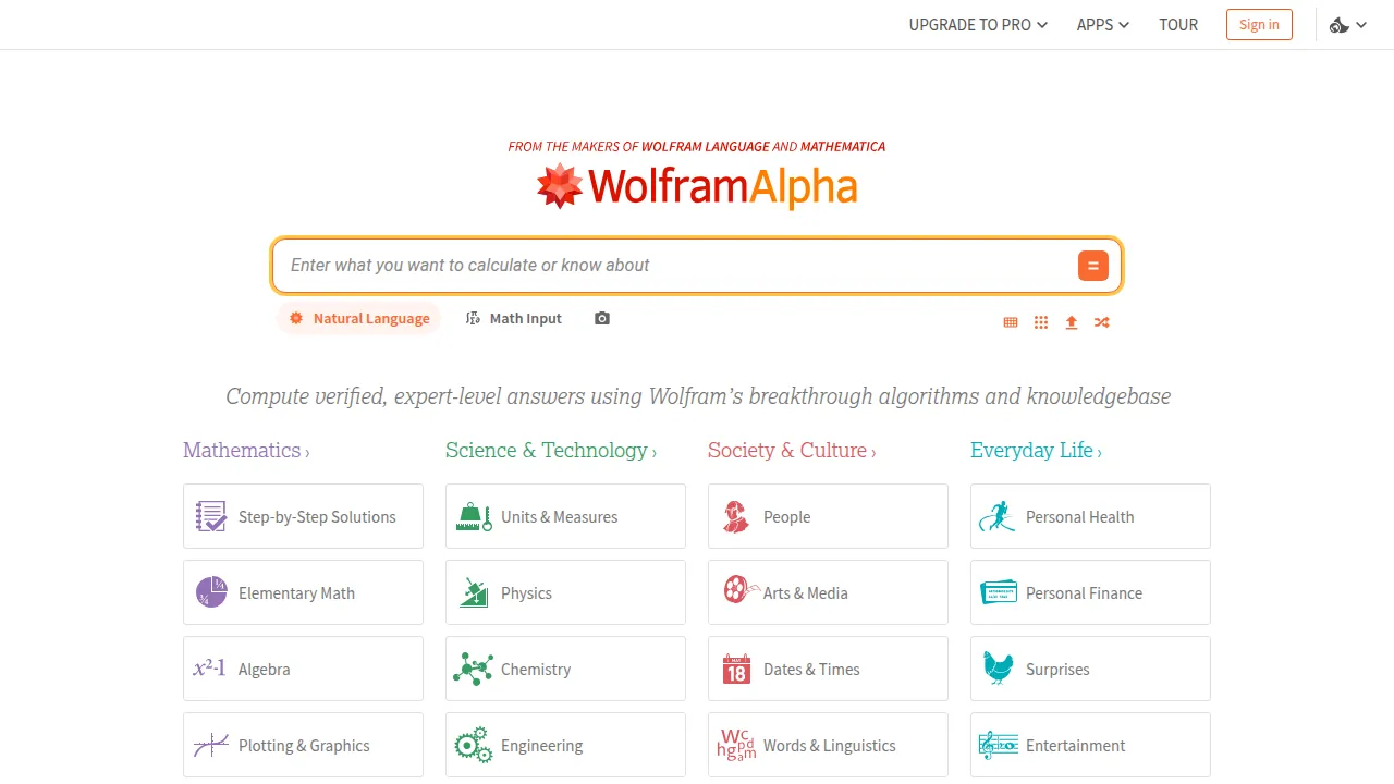Главная WolframAlpha