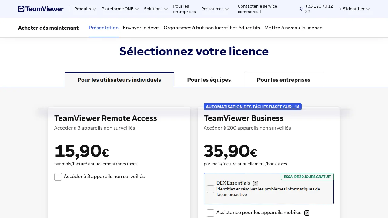 Тарифы TeamViewer: Remote Access 15,90 евро и Business 35,90 евро в месяц