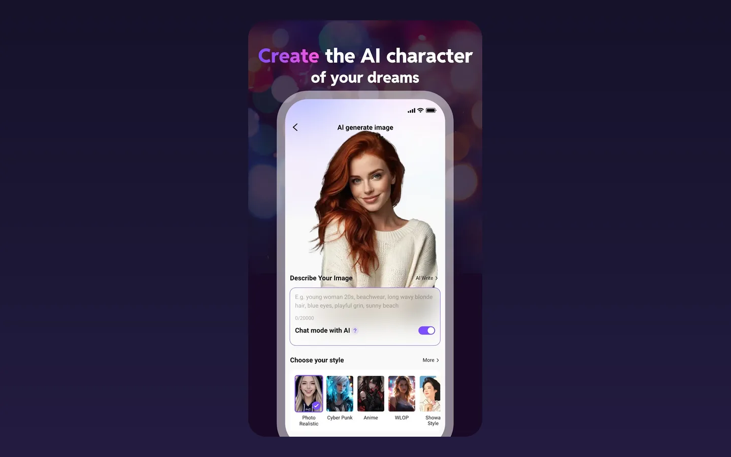 Раздел «Создание персонажа» в Linky AI