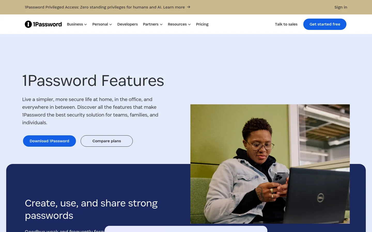Страница возможностей 1Password с хранилищами и автозаполнением