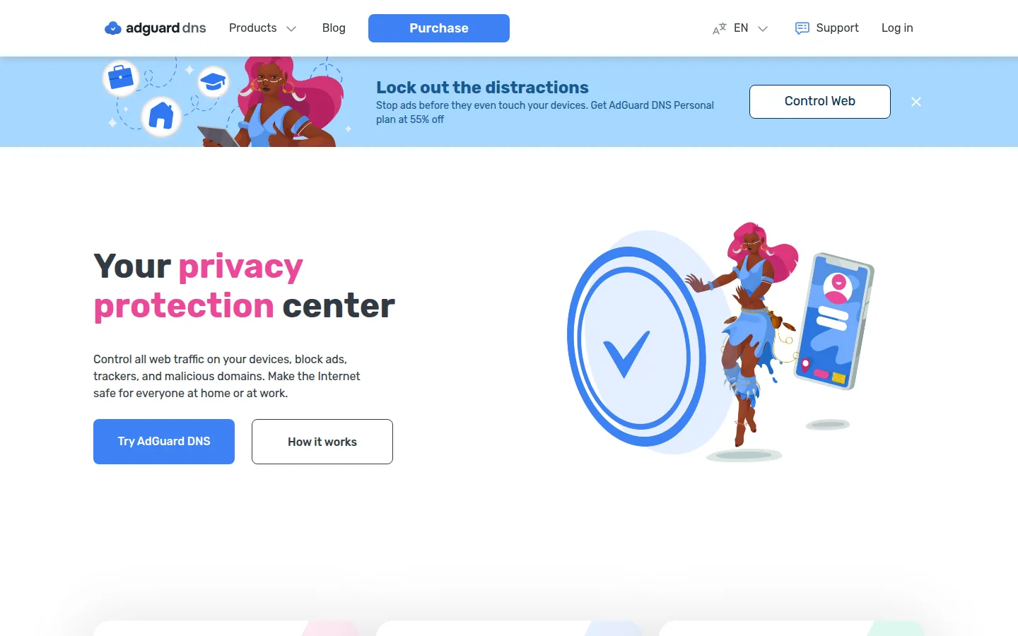 Главная страница сервиса AdGuard DNS