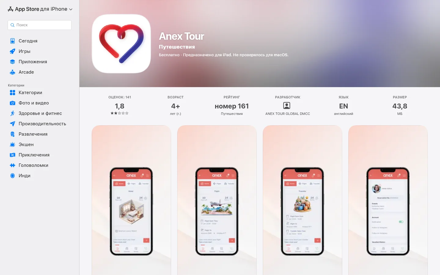ANEX Tour — условия и документы