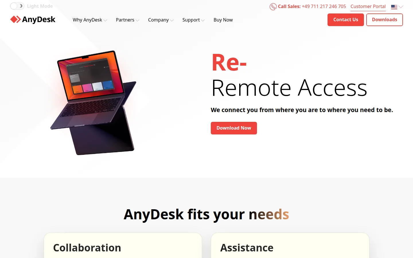 Главная страница сервиса AnyDesk