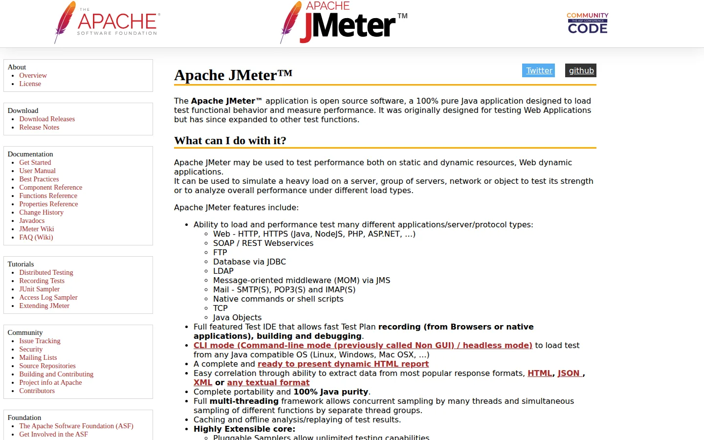 Главная страница сервиса Apache JMeter