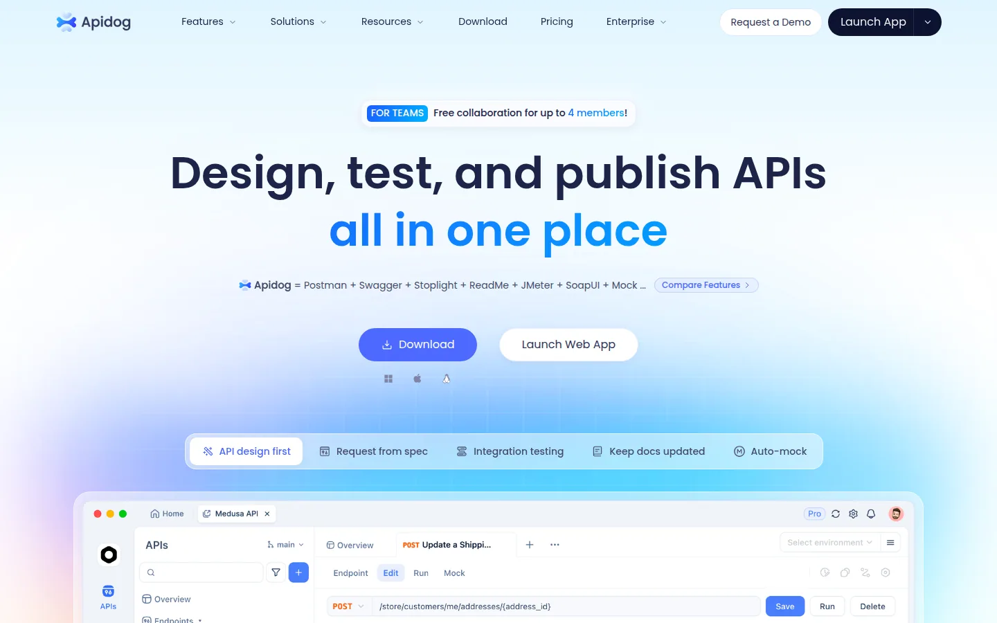 Главная страница сервиса Apidog