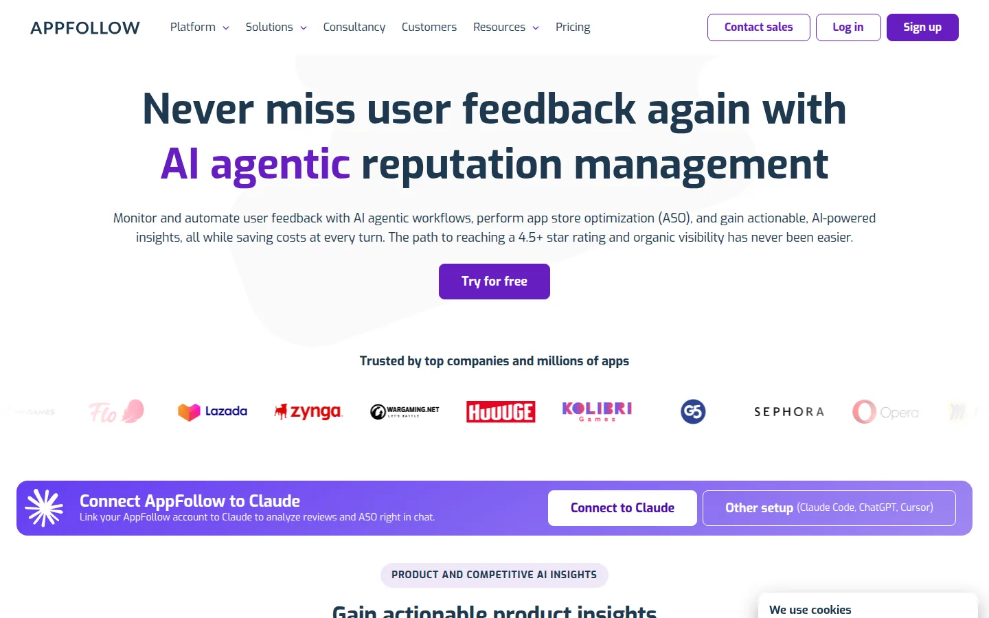 Главная страница сервиса AppFollow