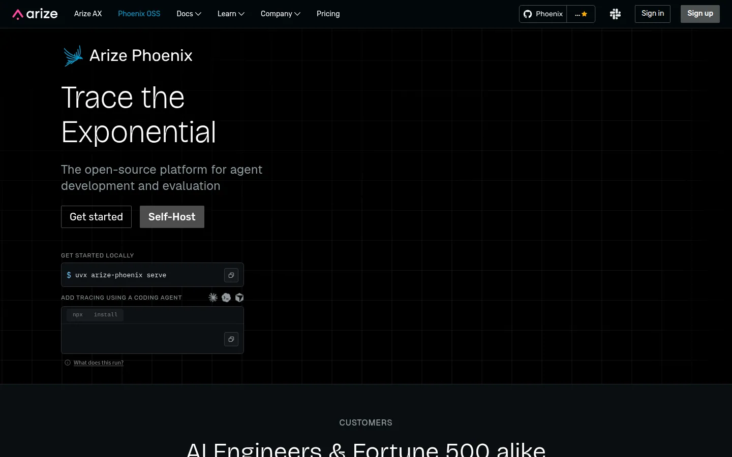 Главная страница сервиса Arize Phoenix