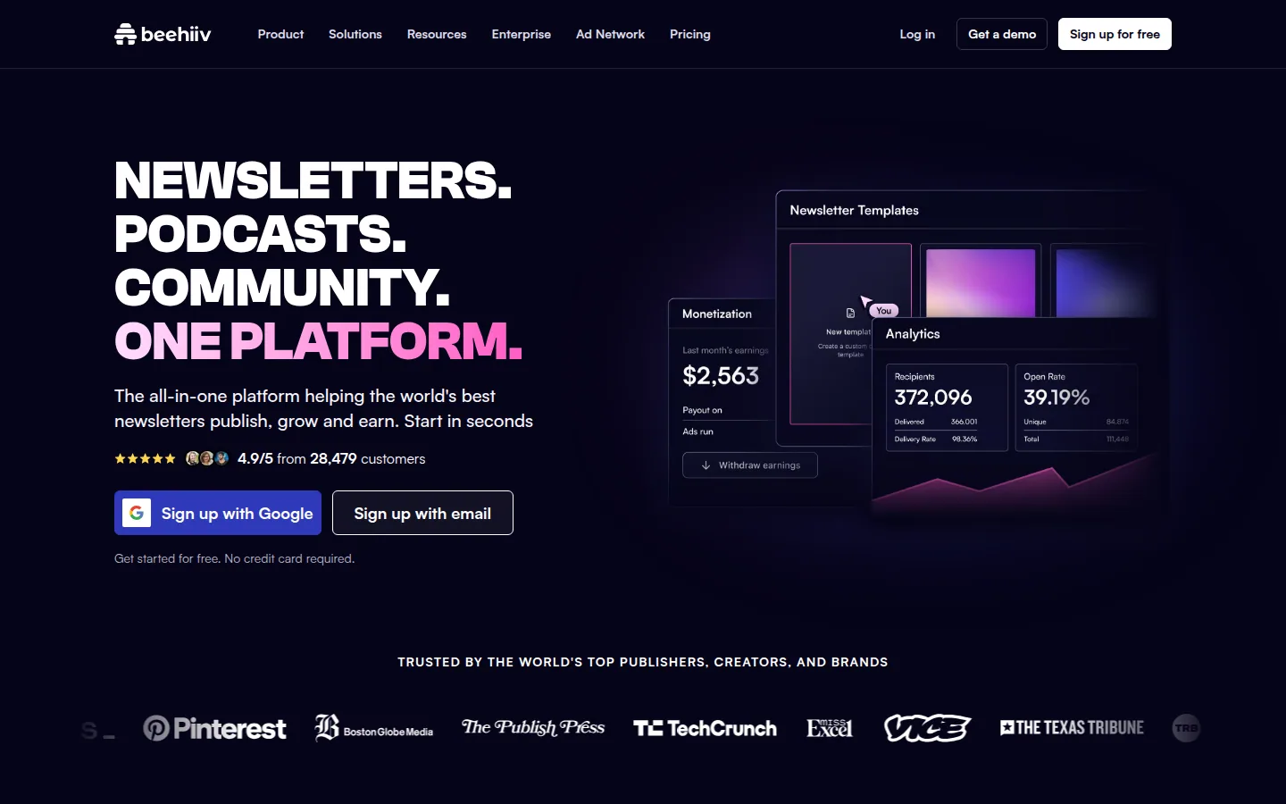beehiiv для создания newsletter