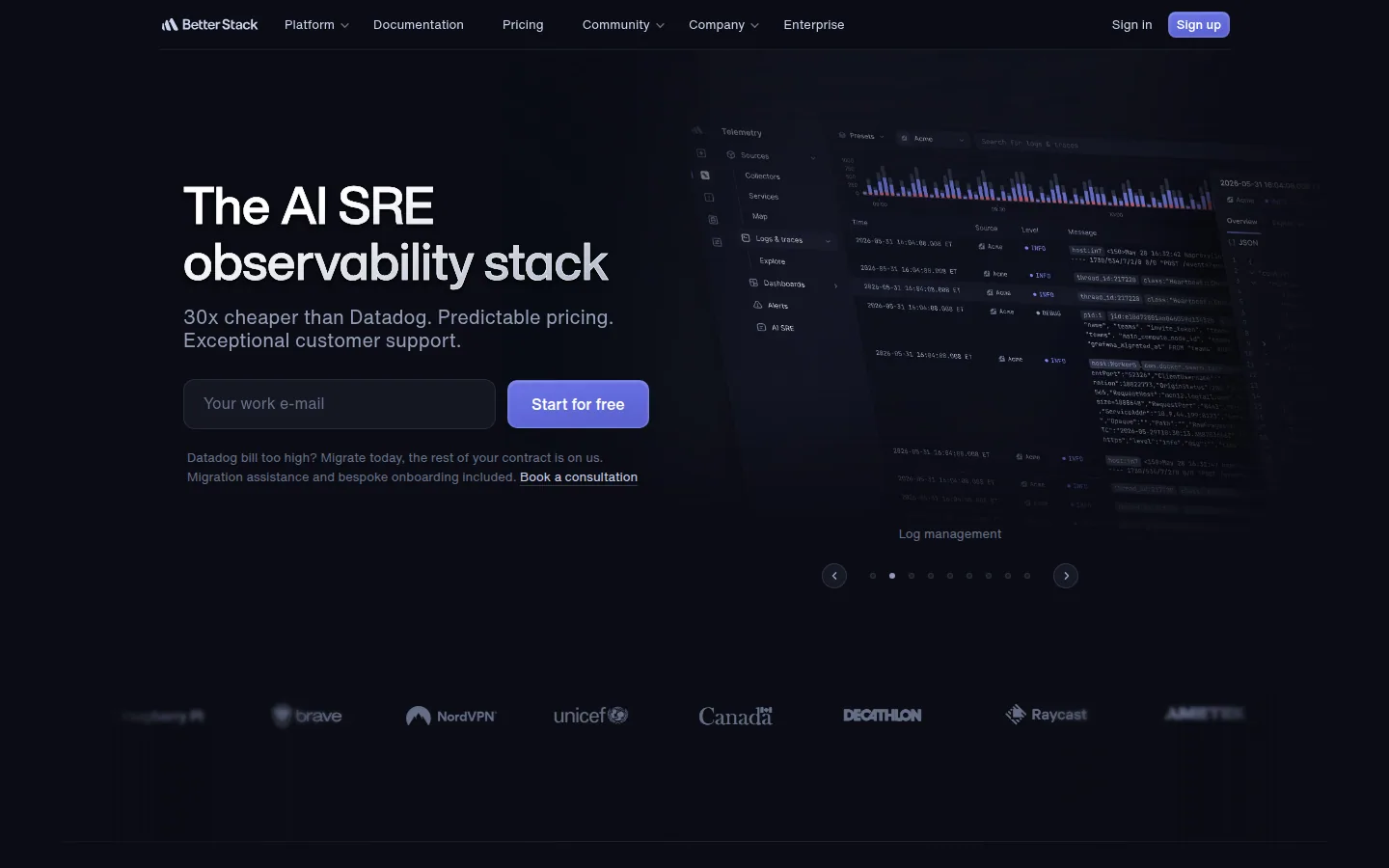Главная страница сервиса Better Stack