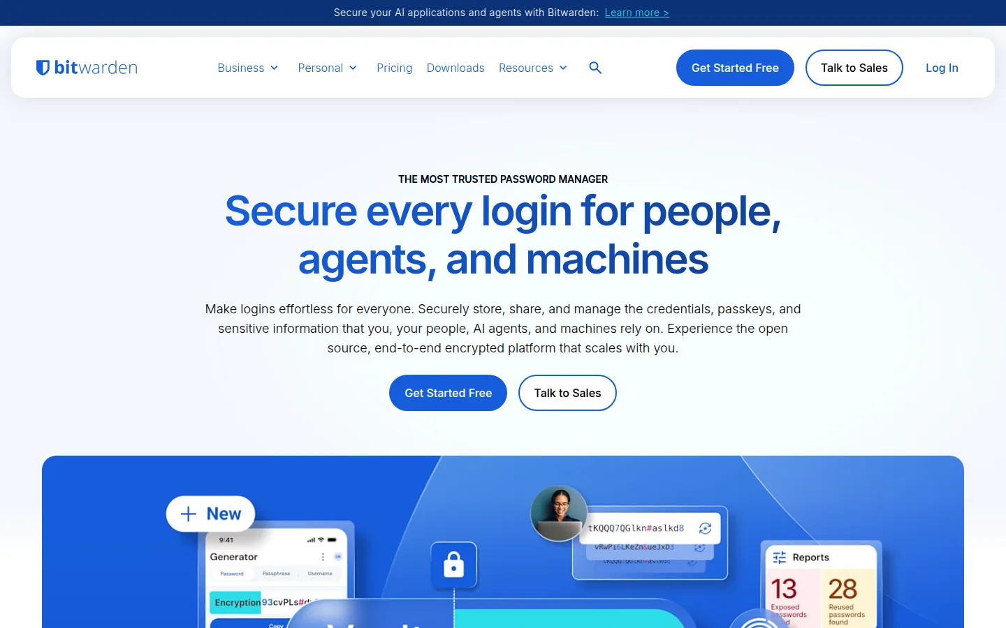 Главная страница сервиса Bitwarden