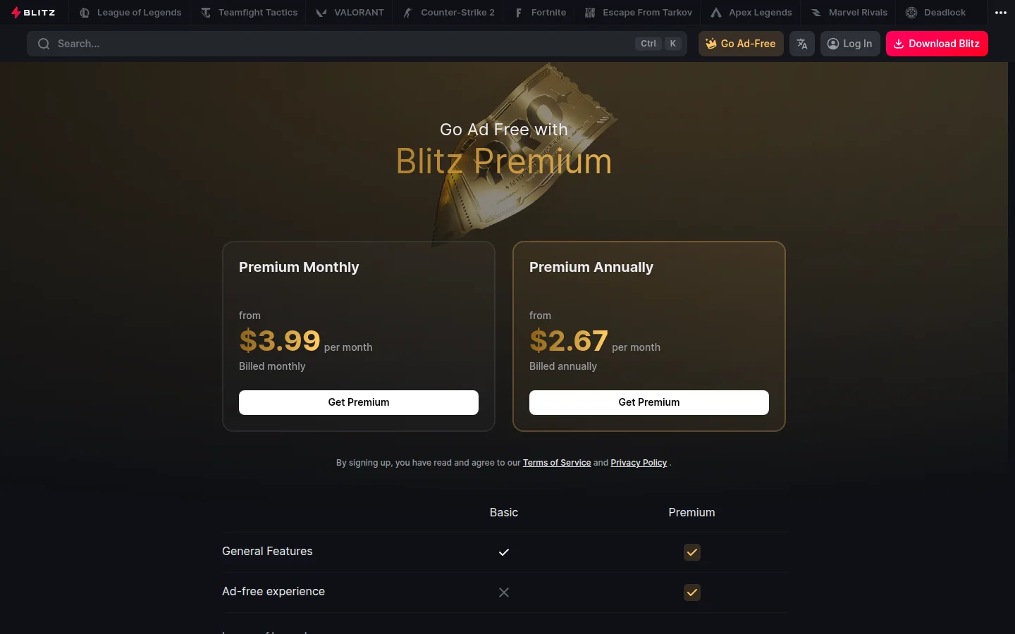 Тарифы Blitz Premium