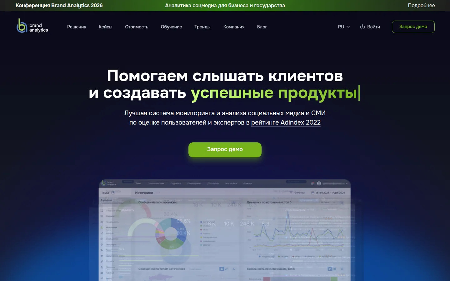 Главная страница сервиса Brand Analytics