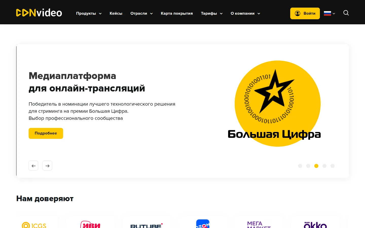 Главная страница сервиса CDNvideo
