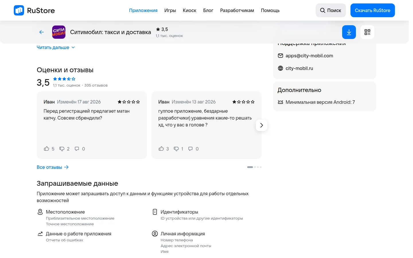 Ситимобил — отзывы и сведения