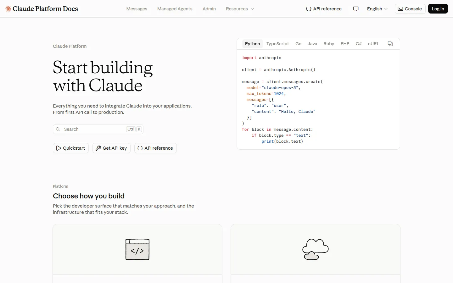 Главная страница сервиса Claude API