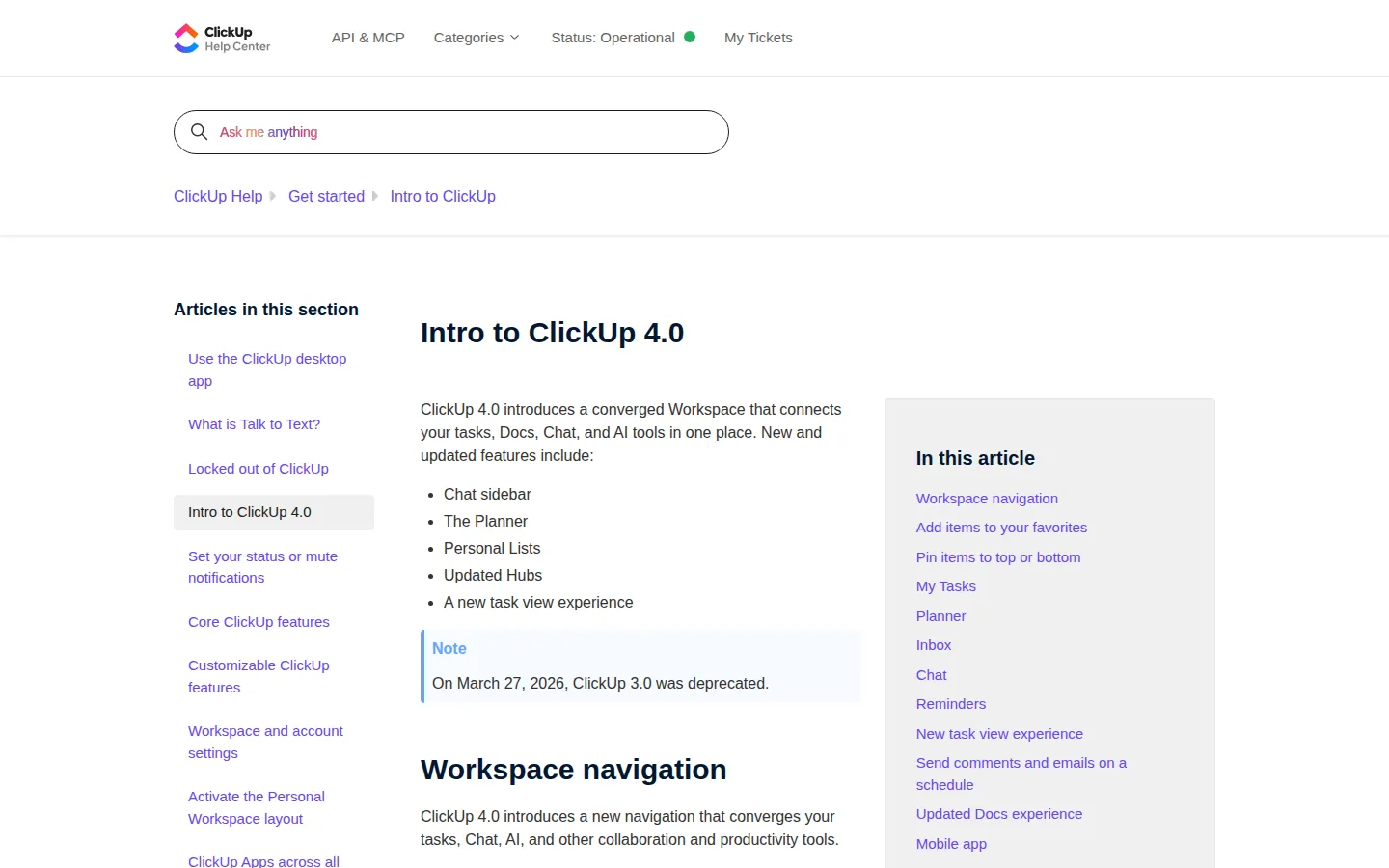 Страница ClickUp для управления проектами