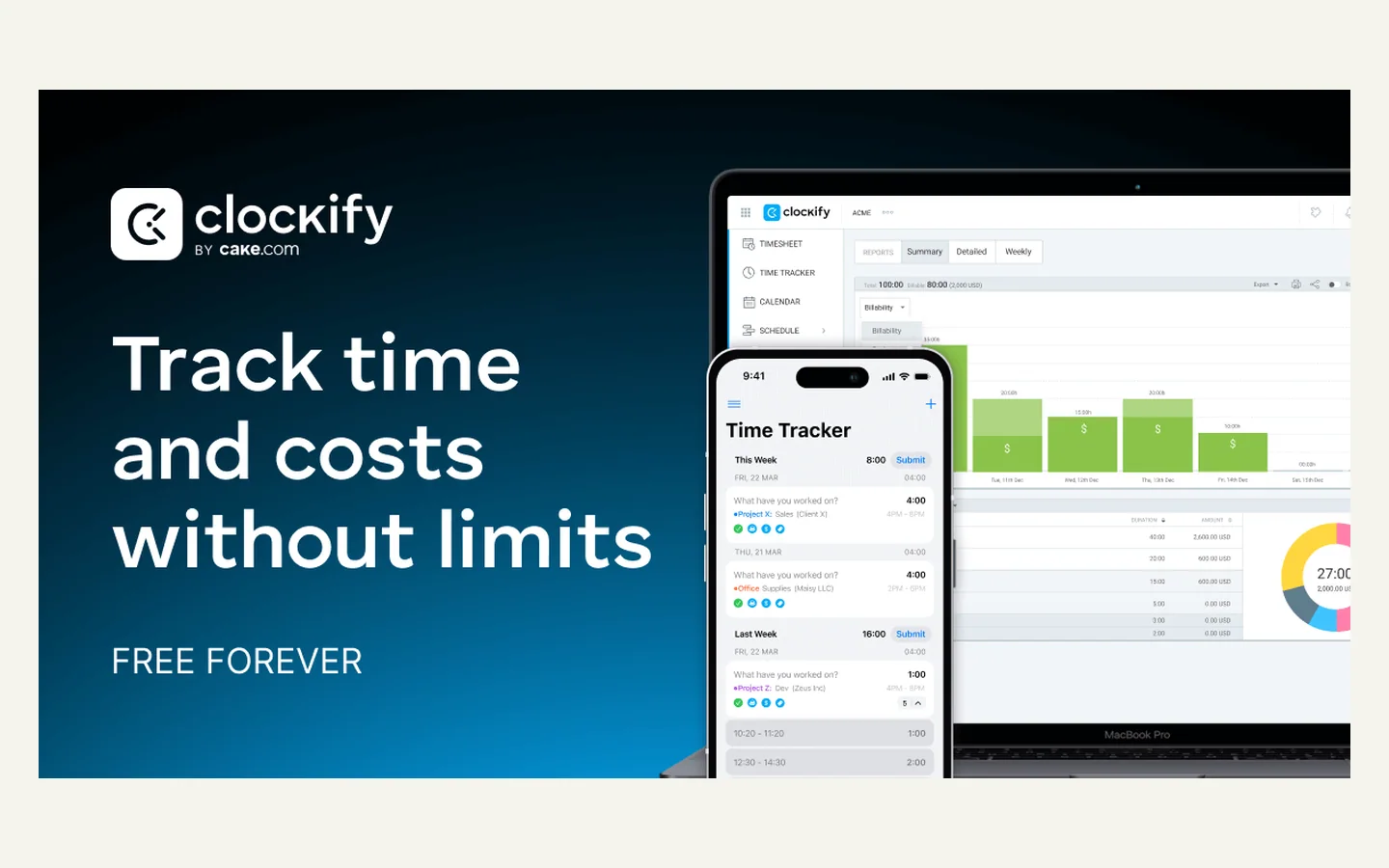 Официальная продуктовая иллюстрация сервиса Clockify