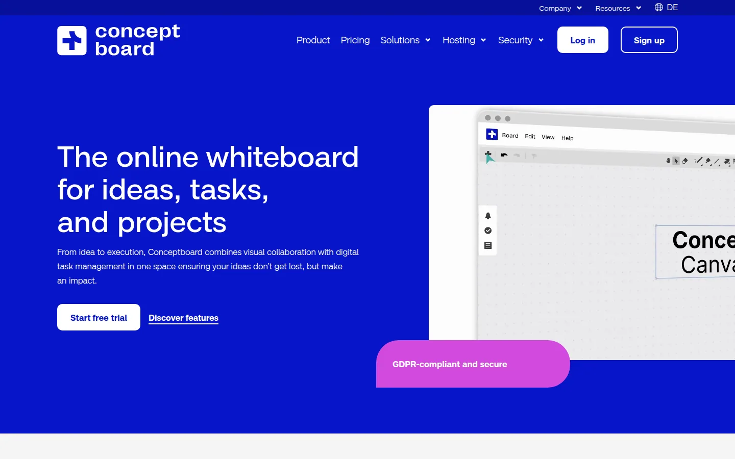 Главная страница сервиса Conceptboard