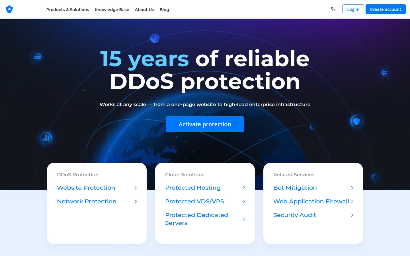 Главная страница сервиса DDoS-Guard