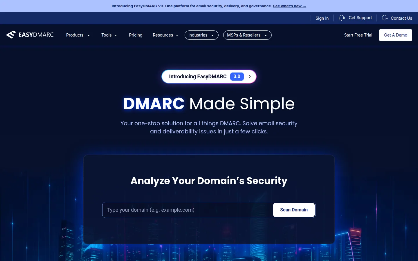 Главная страница сервиса EasyDMARC