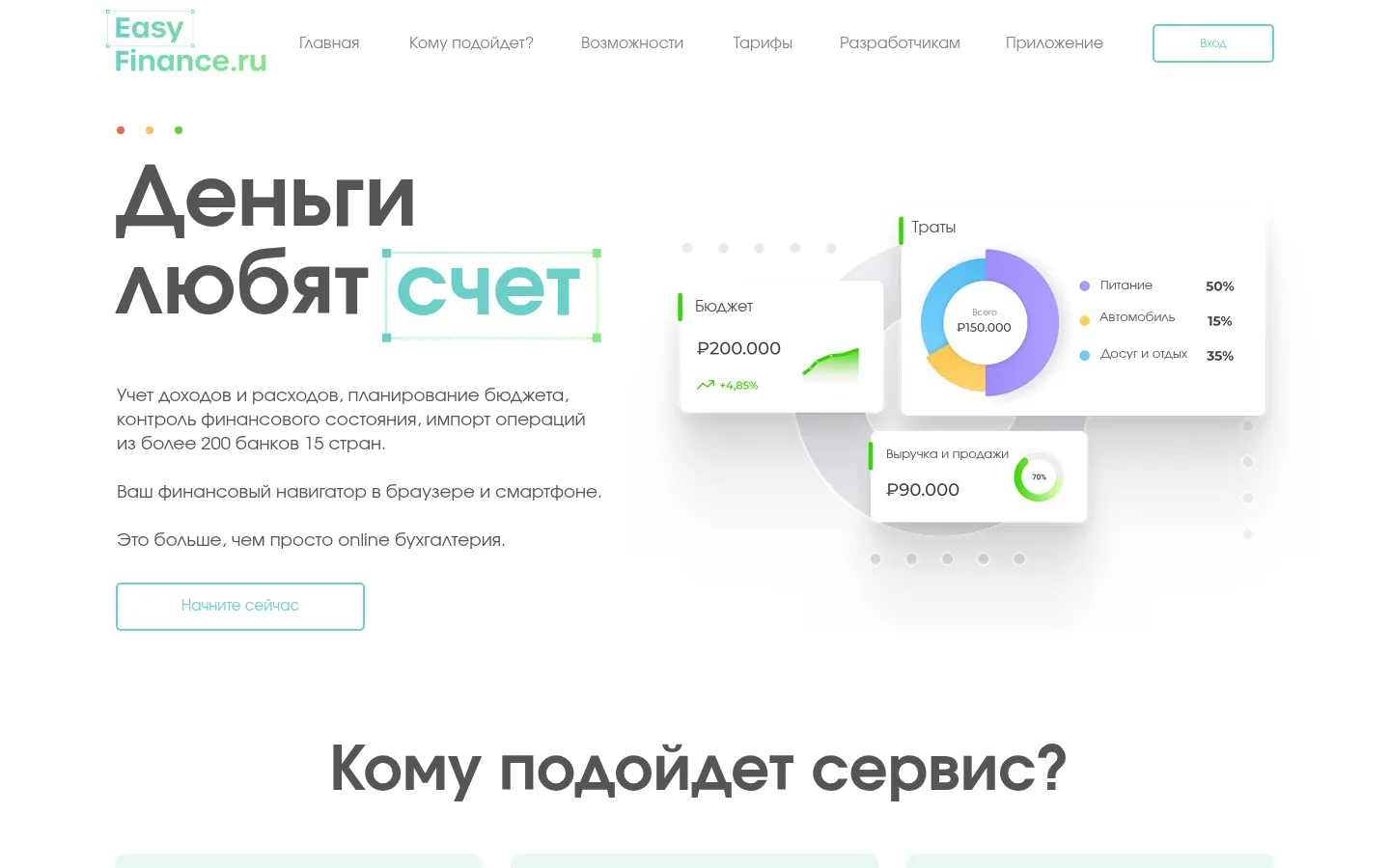 Главная страница сервиса EasyFinance.ru