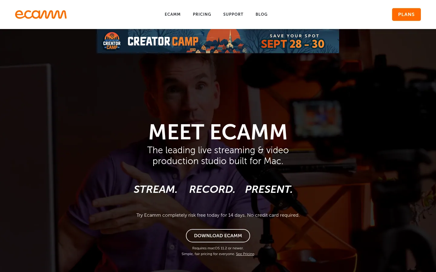 Главная страница сервиса Ecamm