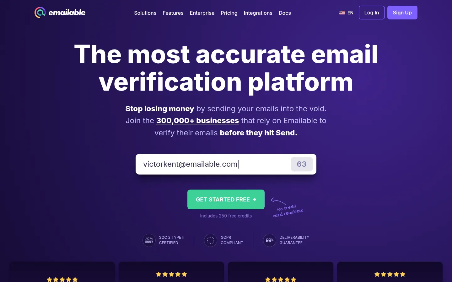 Главная страница сервиса Emailable