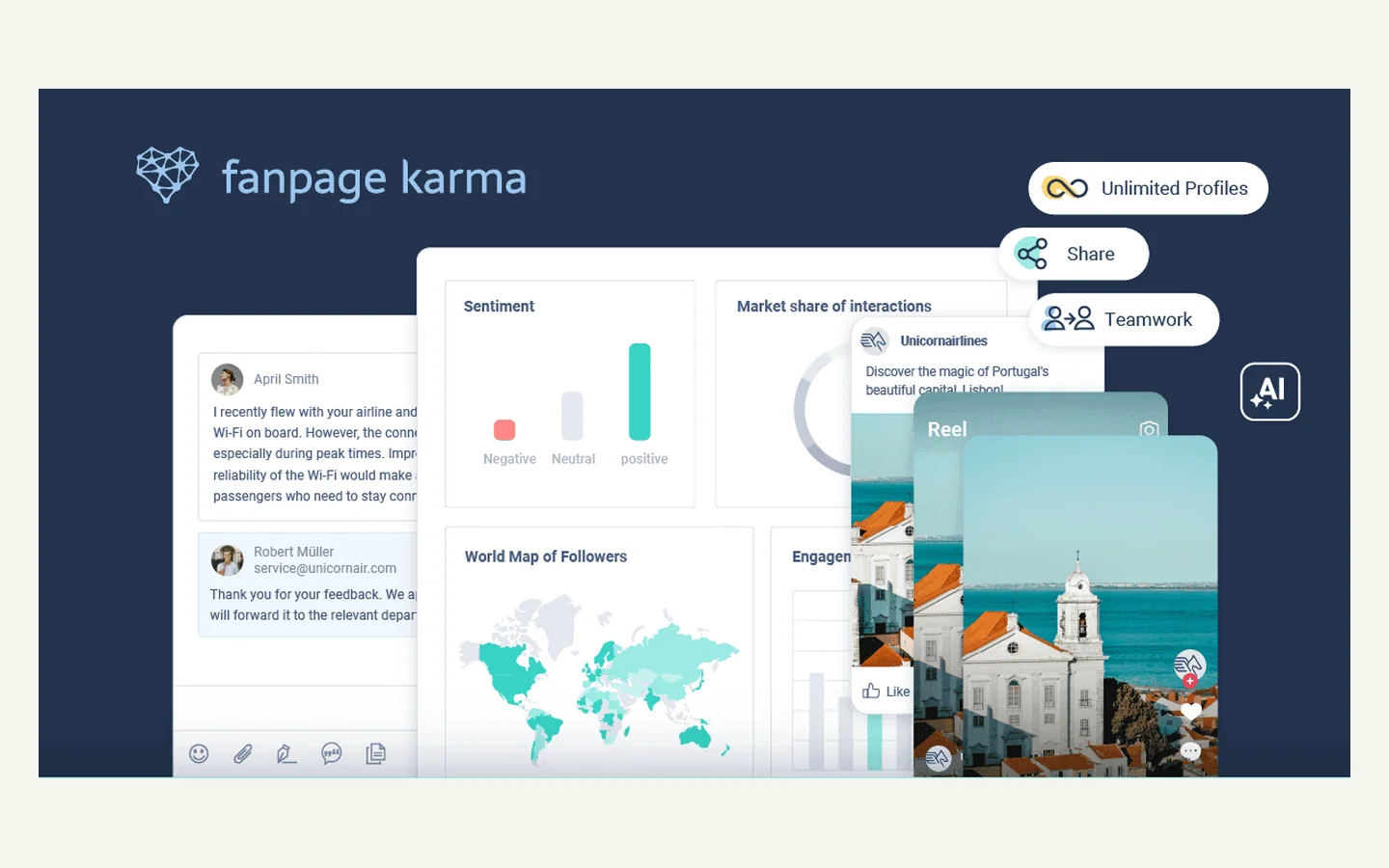 Официальная продуктовая иллюстрация сервиса Fanpage Karma