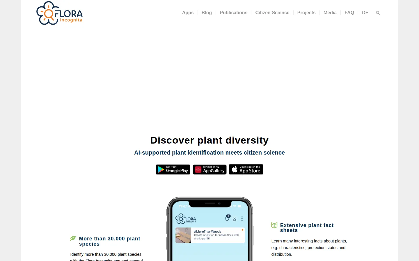 Главная страница сервиса Flora Incognita