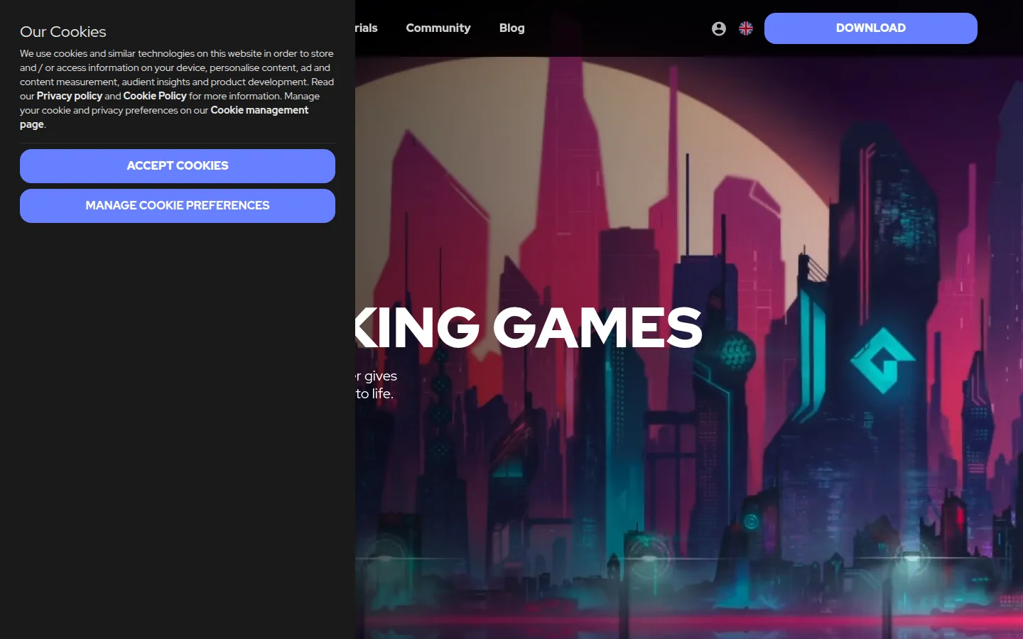 Главная страница сервиса GameMaker