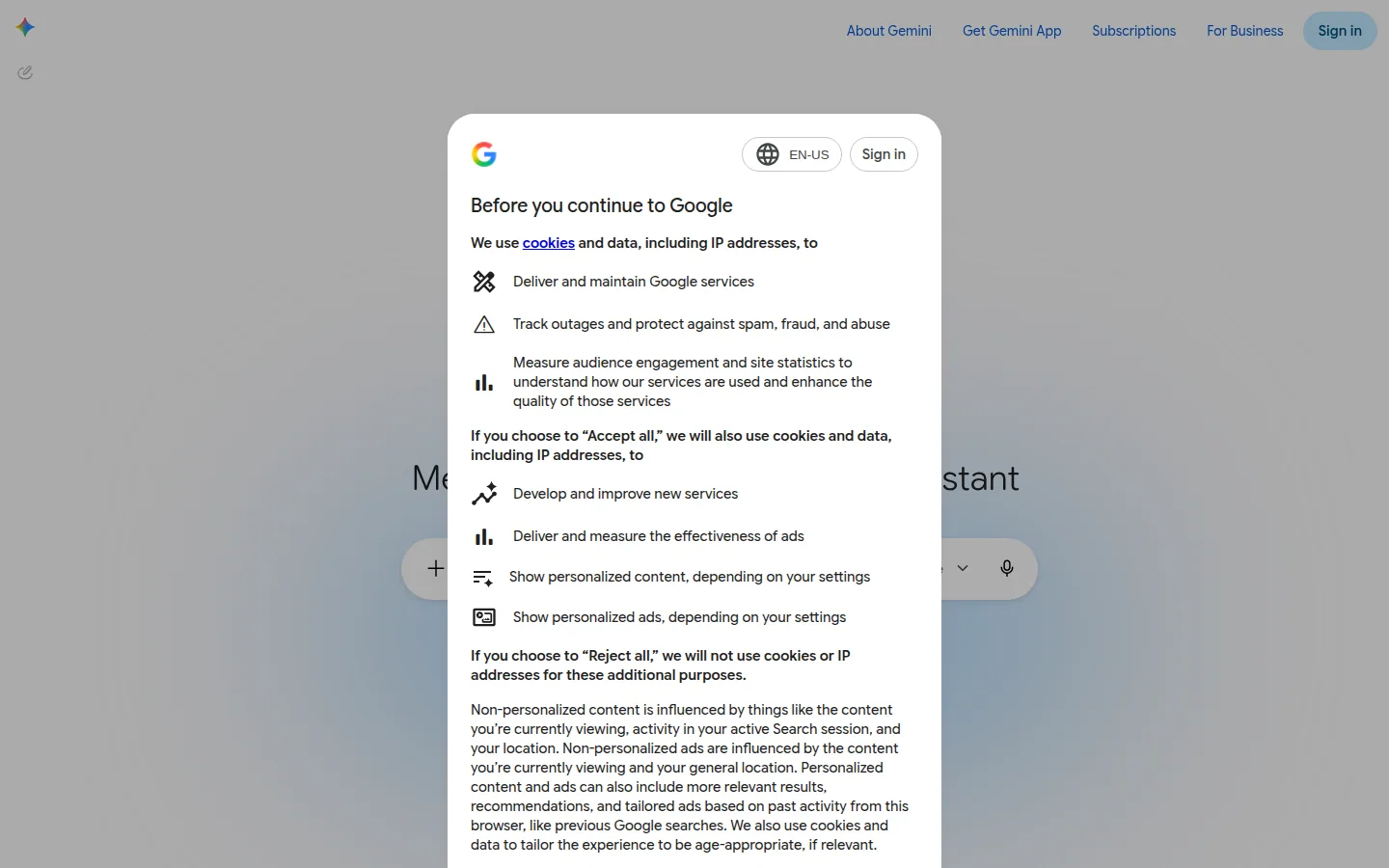 Главная страница сервиса Google Gemini