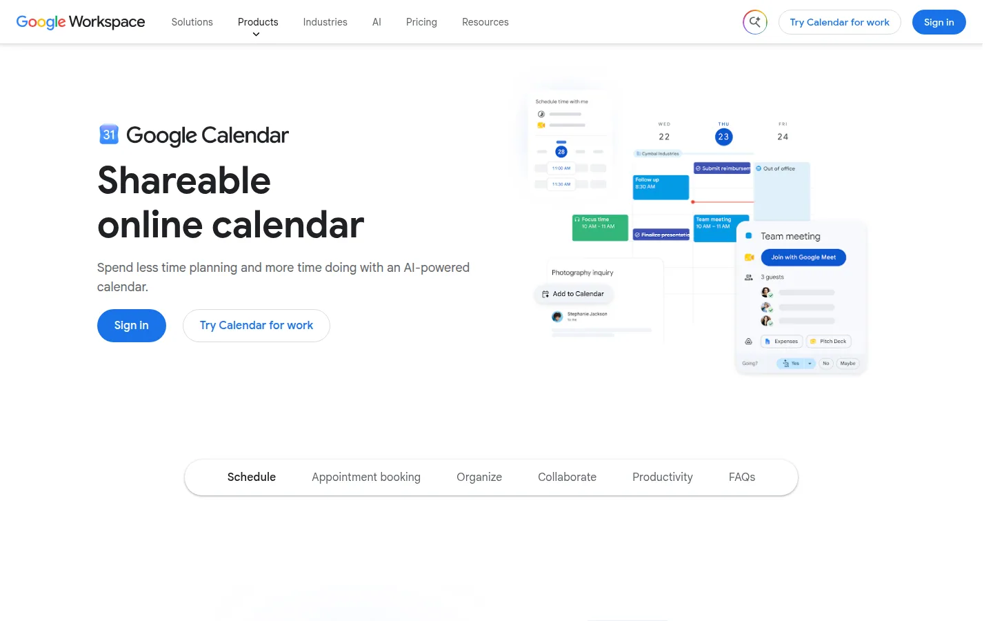 Главная страница сервиса Google Календарь