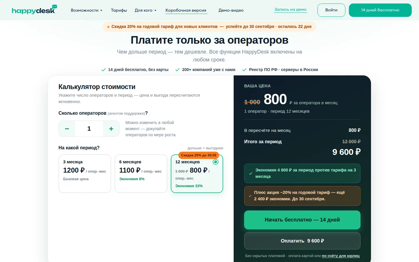 Тарифы HappyDesk