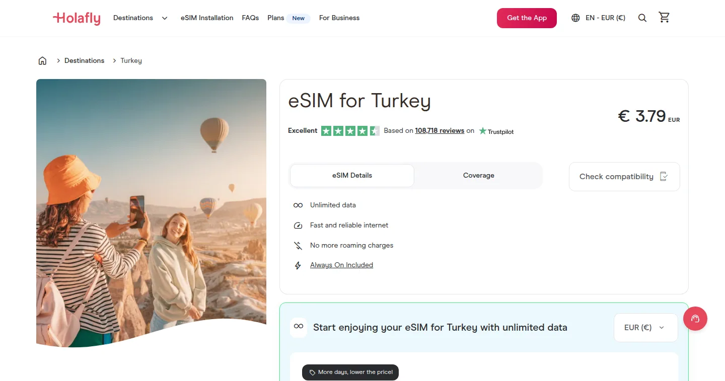 Holafly — безлимитные тарифы для Турции