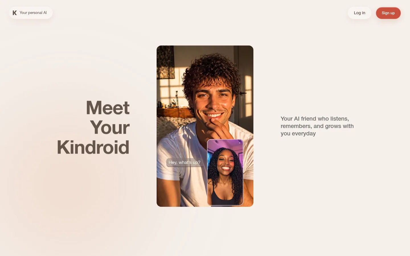 Главная страница сервиса Kindroid